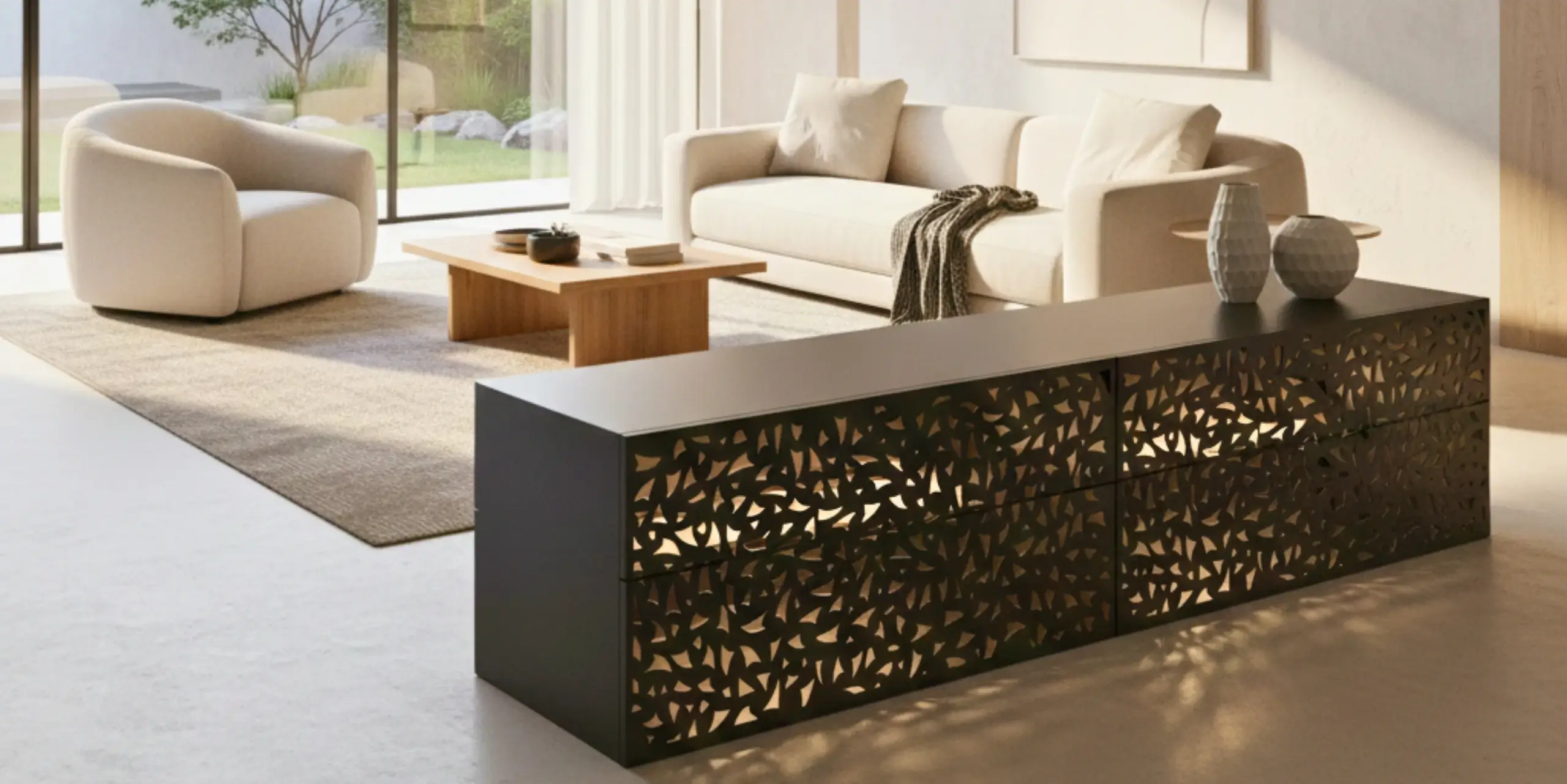 Ażurowe ozdoby na komodę jako elegancki element dekoracyjny