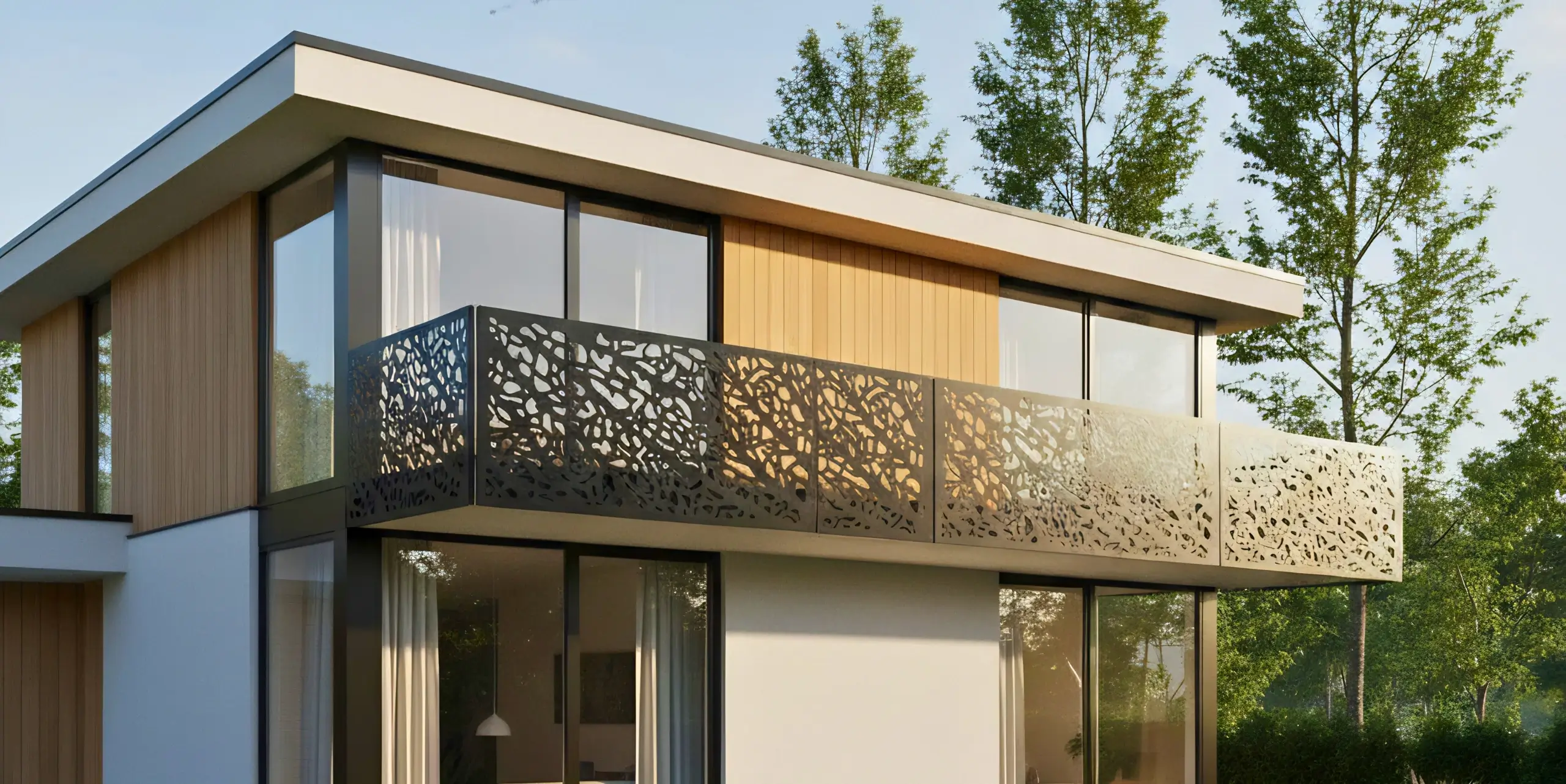 minimalistyczna balustrada na balkon w nowoczesnej architekturze domu